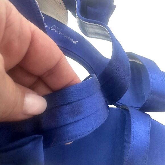 Unbranded Blue Satin Stiletto Heels Open Toe Bowknot Ankle Strap Wedding Prom - Picture 4 of 4